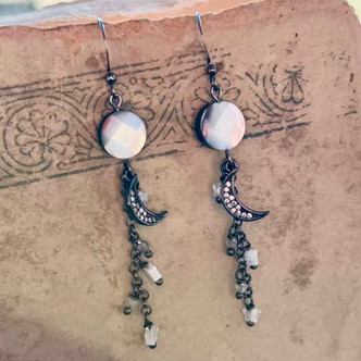 Moonstruck Drop Earrings Gunmetal Plated Artisan Made in the USA Per Pair