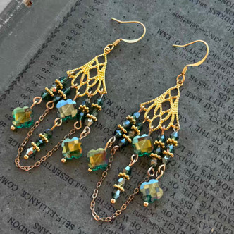Dripping in Clover Chandelier Earrings Gold Artisan Made in the USA Per Pair