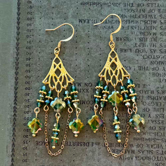 Dripping in Clover Chandelier Earrings Gold Artisan Made in the USA Per Pair