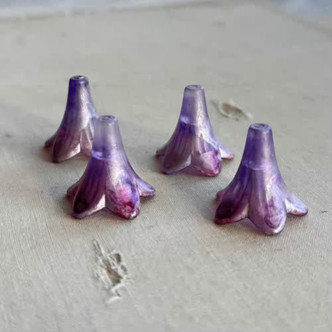 Amethyst Artisan Lucite Acrylic Flower Trumpet Beads 24x22mm Hand Painted Q4 Per Pkg