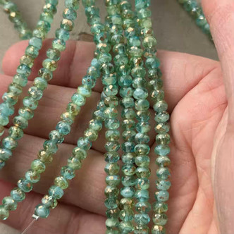 5x3mm Czech Glass Faceted Rondelle Beads Gilded Koi Pond Marble 30Pcs Per Strand