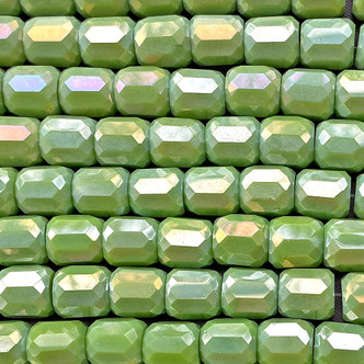 Apple Green AB Faceted Barrel 9x8mm Chinese Crystal Glass Beads Per Strand