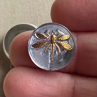 18mm Czech Glass Cabochon Dragonfly Light Vitrail Q1 Per Pc
