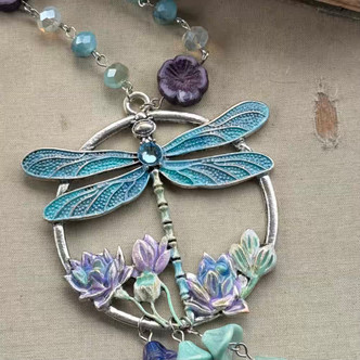 Dragonfly Twilight Necklace Silver Handmade in the USA Per Pc