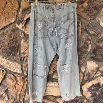 All Patched Up Today Distressed Faded Denim Jeans Pants POL
