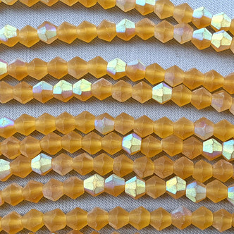 Matte Topaz AB 4mm Faceted Bicone Chinese Crystal Glass Beads Per Strand