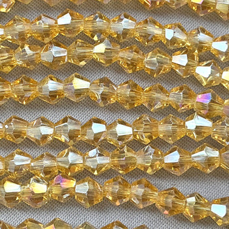 Light Wheat AB 4mm Faceted Bicone Chinese Crystal Glass Beads Per Strand