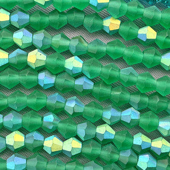 Matte Emerald AB 4mm Faceted Bicone Chinese Crystal Glass Beads Per Strand