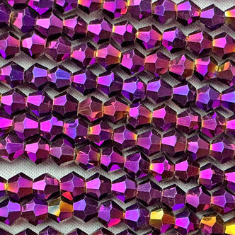 Metallic Byzantium 4mm Faceted Bicone Chinese Crystal Glass Beads Per Strand