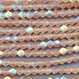 Matte Rosy Posy AB 4mm Faceted Bicone Chinese Crystal Glass Beads Per Strand