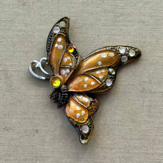 Monarch Art Nouveau Butterfly Artisan Hand Painted 54x48mm Pendant Per Pc