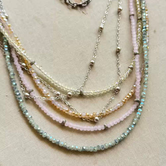 Opals Multi Strand Crystal Chain Necklace Per Pc