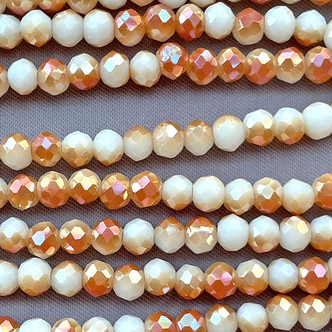 Copper Ivory AB 4x3mm Faceted Rondelle Chinese Crystal Glass Beads Per Strand