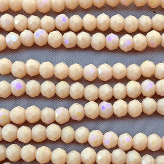Bisque Aurora 4x3mm Faceted Rondelle Chinese Crystal Glass Beads Per Strand