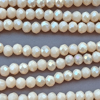Bisque Satin 4x3mm Faceted Rondelle Chinese Crystal Glass Beads Per Strand