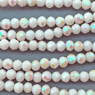 French Vanilla Glitter 4x3mm Faceted Rondelle Chinese Crystal Glass Beads Per Strand