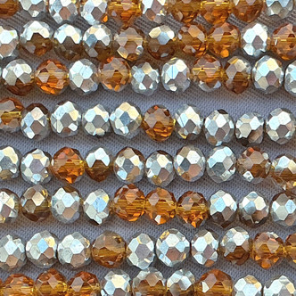 Topaz CAL 4x3mm Faceted Rondelle Chinese Crystal Glass Beads Per Strand