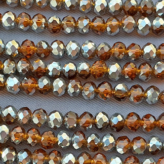 Cider Pewter 4x3mm Faceted Rondelle Chinese Crystal Glass Beads Per Strand