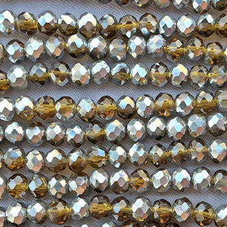 Moss Pewter 4x3mm Faceted Rondelle Chinese Crystal Glass Beads Per Strand