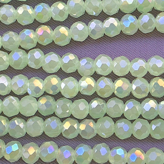 Honeydew Satin 4x3mm Faceted Rondelle Chinese Crystal Glass Beads Per Strand