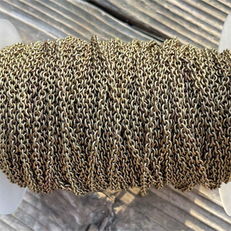 3.5mm Antiqued New Oval Cable Solid Brass Soldered Chain Per Foot