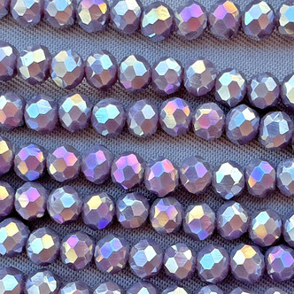 Purple Pansy AB 4x3mm Faceted Rondelle Chinese Crystal Glass Beads Per Strand