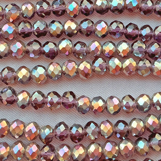 Burgundy AB 4x3mm Faceted Rondelle Chinese Crystal Glass Beads Per Strand