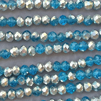 Aqua CAL 4x3mm Faceted Rondelle Chinese Crystal Glass Beads Per Strand