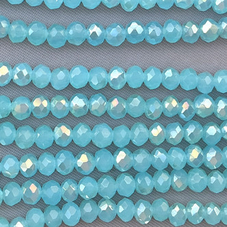Atlas Blue AB 4x3mm Faceted Rondelle Chinese Crystal Glass Beads Per Strand