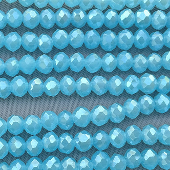River Blue Satin 4x3mm Faceted Rondelle Chinese Crystal Glass Beads Per Strand