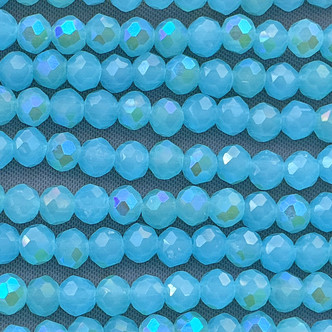 River Blue Glitter 4x3mm Faceted Rondelle Chinese Crystal Glass Beads Per Strand