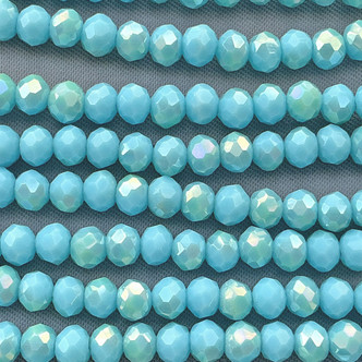 Sky Blue AB 4x3mm Faceted Rondelle Chinese Crystal Glass Beads Per Strand