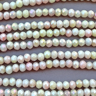 Rose Garden Patina Luster 4x3mm Faceted Rondelle Chinese Crystal Glass Beads Per Strand