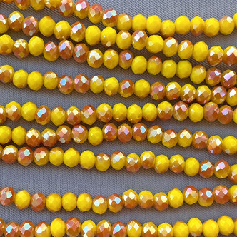 Sunny Yellow Copper 4x3mm Faceted Rondelle Chinese Crystal Glass Beads Per Strand