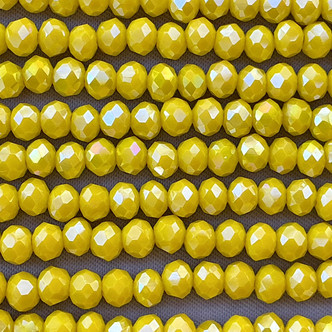 Sunny Yellow AB 4x3mm Faceted Rondelle Chinese Crystal Glass Beads Per Strand