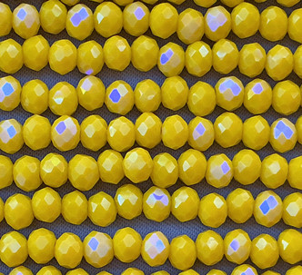 Sunny Yellow Aurora 4x3mm Faceted Rondelle Chinese Crystal Glass Beads Per Strand