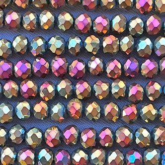 Vermilion Pyrite 4x3mm Faceted Rondelle Chinese Crystal Glass Beads Per Strand