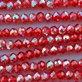Candy Red Champagne 4x3mm Faceted Rondelle Chinese Crystal Glass Beads Per Strand