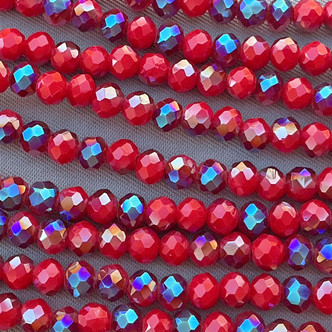Scarlet Nebula 4x3mm Faceted Rondelle Chinese Crystal Glass Beads Per Strand