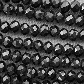 Jet 4x3mm Faceted Rondelle Chinese Crystal Glass Beads Per Strand