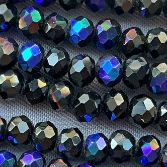 Jet Starlight 4x3mm Faceted Rondelle Chinese Crystal Glass Beads Per Strand