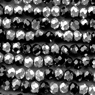 Jet CAL 4x3mm Faceted Rondelle Chinese Crystal Glass Beads Per Strand