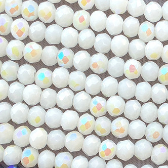 Alabaster Glitter 4x3mm Faceted Rondelle Chinese Crystal Glass Beads Per Strand