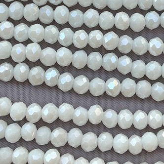 Alabaster Satin 4x3mm Faceted Rondelle Chinese Crystal Glass Beads Per Strand