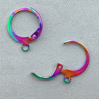 Round Leverback 21ga Earwires Earrings 15x12mm Peacock Plated Alloy Q5 Pair Per Pkg