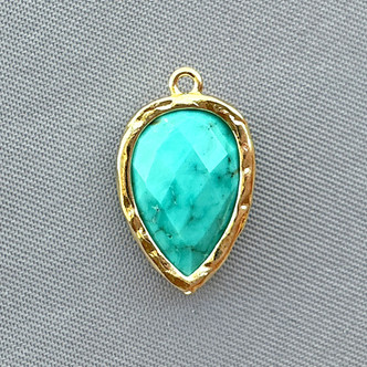 Natural Turquoise Strawberry Charms 18x11mm Gold Rack Plated Brass Q2 Per Pkg