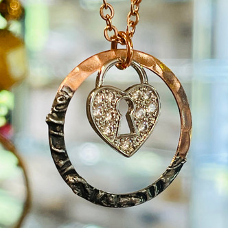 Copper Heart Bohemian Choker Minimal Necklace Artisan Made Chain 16" Per Pc