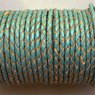 Baha Turquoise 3mm Dyed Braided Suede Leather Jewelry Cord per Foot