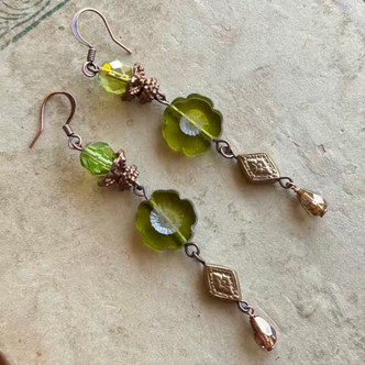 Oliveta Earrings Shibuichi Artisan Made in the USA Pair