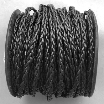 Black 3mm Dyed Braided Leather Jewelry Cord per Foot